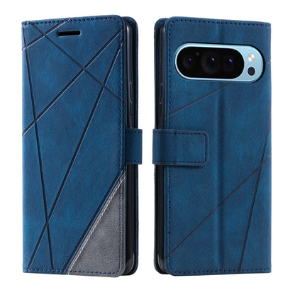 For Google Pixel 9 Pro Skin Feel Splicing Leather Phone Case(Blue) - Google Cases by buy2fix | Online Shopping UK | buy2fix