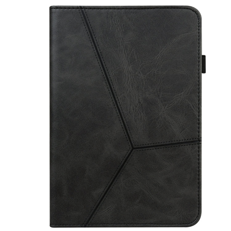 For Samsung Galaxy Tab S9 / S9 FE Solid Color Stripe Embossed Leather Tablet Case(Black) - Galaxy Tab S9 FE by buy2fix | Online Shopping UK | buy2fix