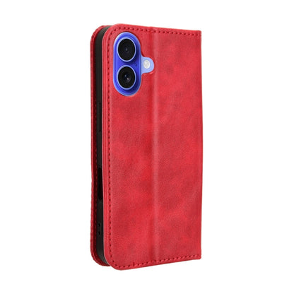 For iPhone 16 Plus Magnetic Buckle Retro Texture Leather Phone Case(Red) - iPhone 16 Plus Cases by buy2fix | Online Shopping UK | buy2fix