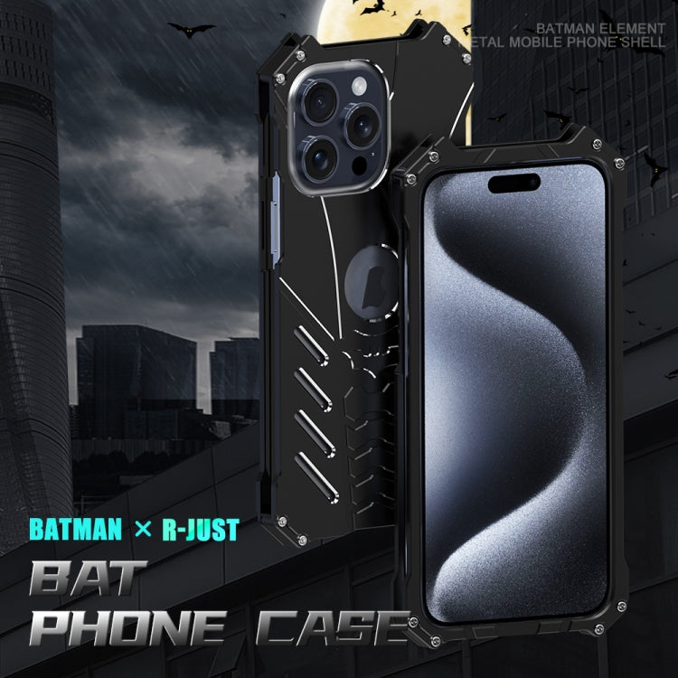 For iPhone 16 Pro Max R-JUST Batman Hollow Metal Phone Protective Case(Black) - iPhone 16 Pro Max Cases by R-JUST | Online Shopping UK | buy2fix