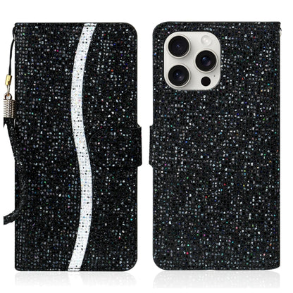 For iPhone 16 Pro Max Glitter Powder Filp Leather Phone Case(Black) - iPhone 16 Pro Max Cases by buy2fix | Online Shopping UK | buy2fix