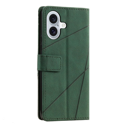 For iPhone 16 Skin Feel Splicing Leather Phone Case(Green) - iPhone 16 Cases by buy2fix | Online Shopping UK | buy2fix