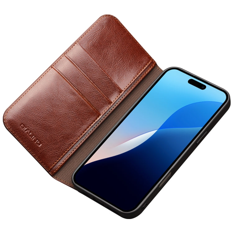 For iPhone 16 Pro QIALINO Classic Genuine Leather Phone Case(Brown) - iPhone 16 Pro Cases by QIALINO | Online Shopping UK | buy2fix