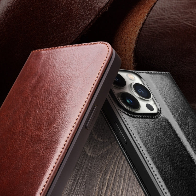 For iPhone 16 Pro QIALINO Classic Genuine Leather Phone Case(Brown) - iPhone 16 Pro Cases by QIALINO | Online Shopping UK | buy2fix