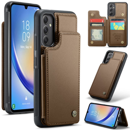 For Samsung Galaxy A34 5G CaseMe C22 Card Slots Holder RFID Anti-theft Phone Case(Brown) - Galaxy Phone Cases by CaseMe | Online Shopping UK | buy2fix