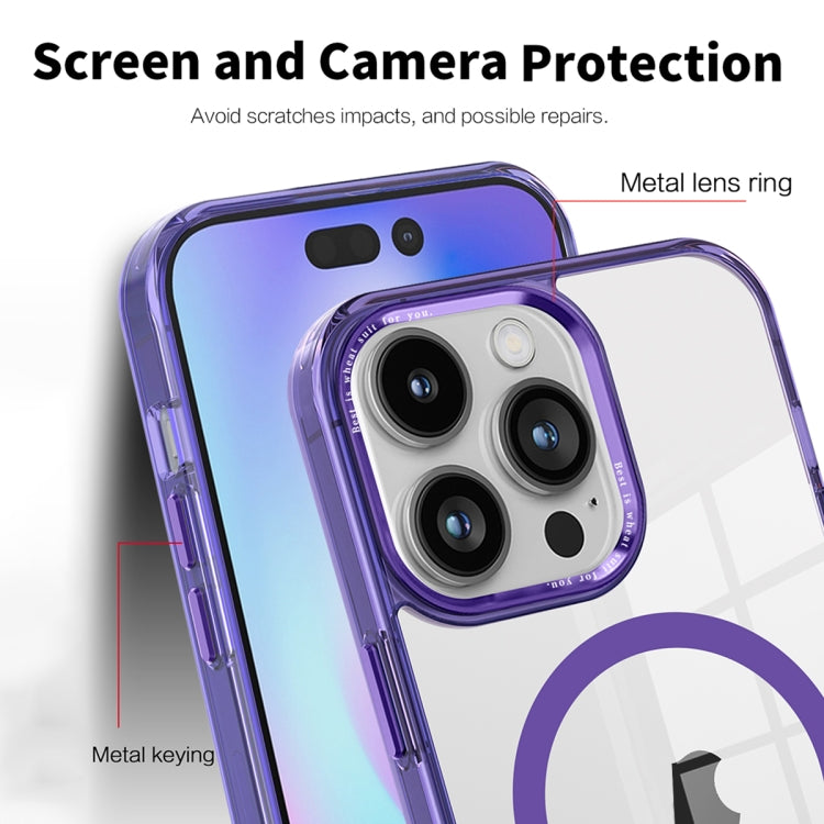 For iPhone 14 Pro Max Ice Color Magnetic Series PC + Acrylic Magsafe Phone Case(Purple) - iPhone 14 Pro Max Cases by buy2fix | Online Shopping UK | buy2fix