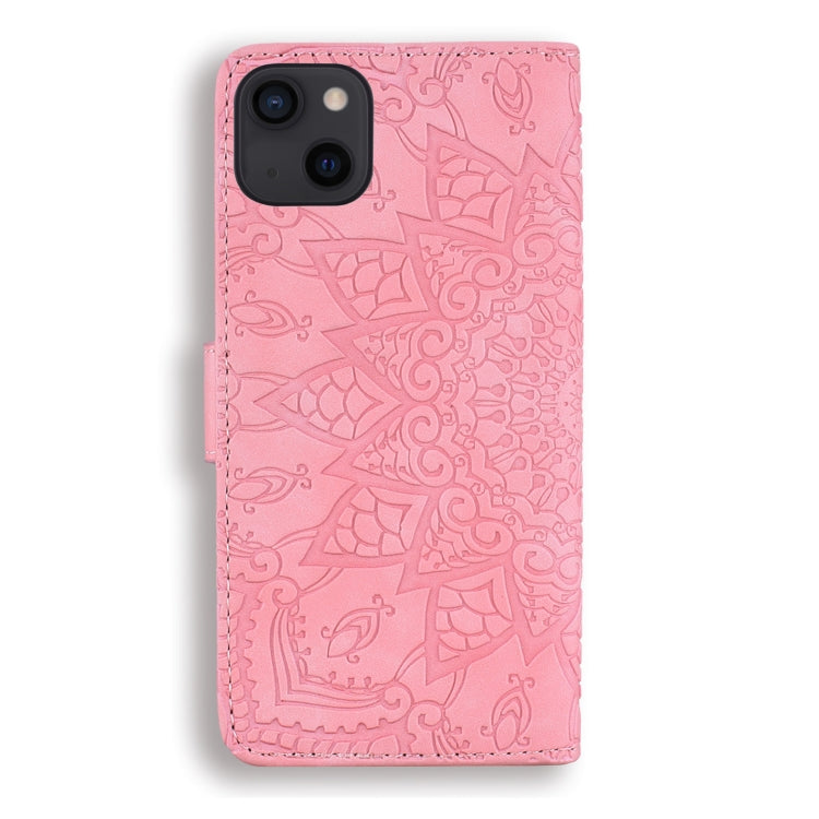 For iPhone 16 Pro Max Mandala Embossed Dual-Fold Calf Leather Phone Case(Pink) - iPhone 16 Pro Max Cases by buy2fix | Online Shopping UK | buy2fix