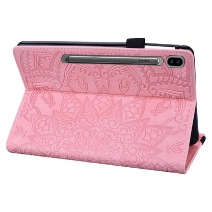 For Samsung Galaxy Tab S9 FE Calf Texture Embossed Leather Tablet Case(Pink) - Galaxy Tab S9 FE by buy2fix | Online Shopping UK | buy2fix