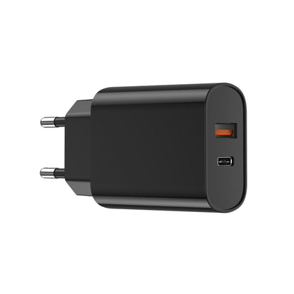 WIWU Wi-U002 Quick Series PD 20W + QC3.0 18W USB Dual Port Travel Fast Charger, EU Plug(Black) - USB Charger by WIWU | Online Shopping UK | buy2fix