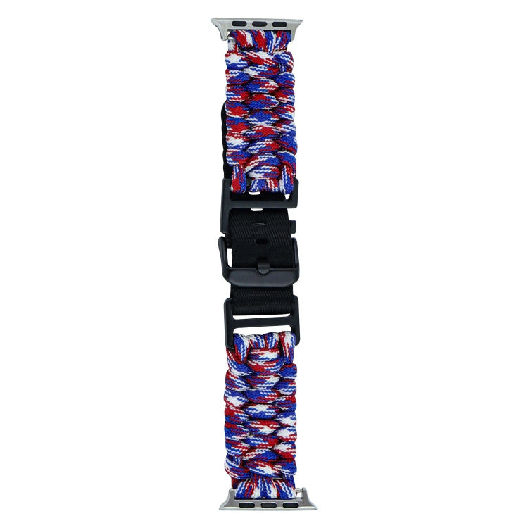 For Apple Watch Ultra 2 49mm Paracord Plain Braided Webbing Buckle Watch Band(Red White Blue) - Watch Bands by buy2fix | Online Shopping UK | buy2fix