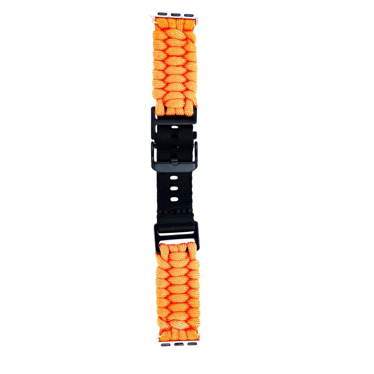 For Apple Watch Ultra 49mm Paracord Plain Braided Webbing Buckle Watch Band(Orange) - Watch Bands by buy2fix | Online Shopping UK | buy2fix