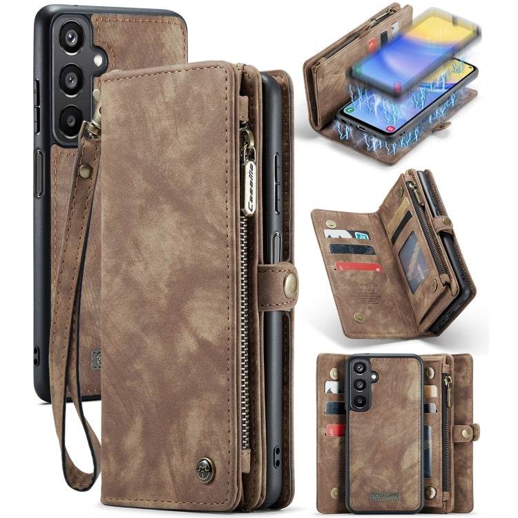 For Samsung Galaxy A15 5G CaseMe 008 Multifunctional Zipper Wallet Leather Phone Case with Lanyard(Brown) - Galaxy Phone Cases by CaseMe | Online Shopping UK | buy2fix