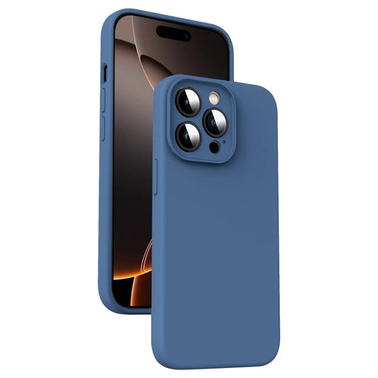 For iPhone 16 Pro Microfiber Liquid Silicone Shockproof Phone Case(Blue) - iPhone 16 Pro Cases by buy2fix | Online Shopping UK | buy2fix