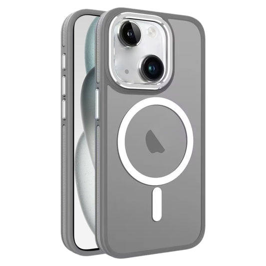 For iPhone 15 Two-color Frosted MagSafe Magnetic Phone Case(Grey) - iPhone 15 Cases by buy2fix | Online Shopping UK | buy2fix