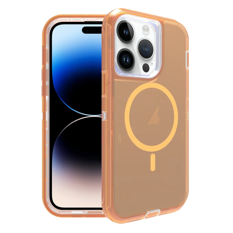 For iPhone 14 Pro Shockproof MagSafe Magnetic Phone Case(Transparent Gold) - iPhone 14 Pro Cases by buy2fix | Online Shopping UK | buy2fix