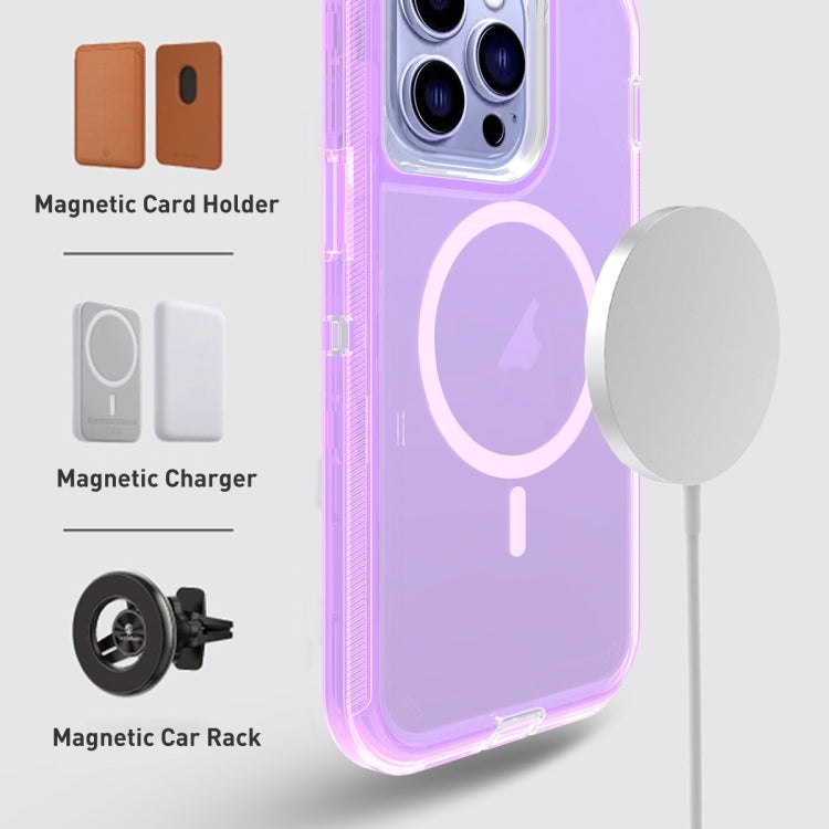 For iPhone 13 Shockproof MagSafe Magnetic Phone Case(Transparent Purple) - iPhone 13 Cases by buy2fix | Online Shopping UK | buy2fix