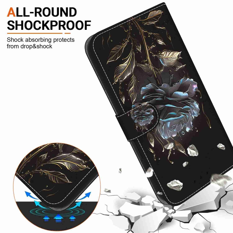For Samsung Galaxy S23+ 5G Crystal Texture Colored Drawing Leather Phone Case(Black Rose) - Galaxy S23+ 5G Cases by buy2fix | Online Shopping UK | buy2fix