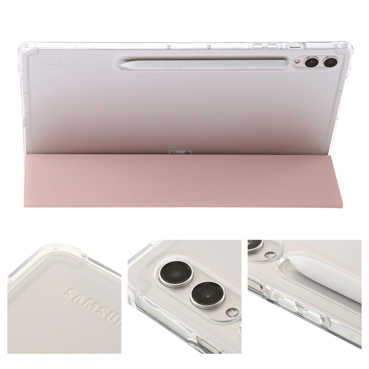 For Samsung Galaxy Tab S9 Ultra/S8 Ultra 3-Fold Clear Acrylic Leather Tablet Case(Pink) - Galaxy Tab S9 Ultra Cases by buy2fix | Online Shopping UK | buy2fix