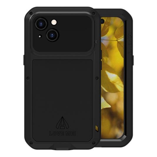 For iPhone 15 LOVE MEI Metal Shockproof Life Waterproof Dustproof Phone Case(Black) - iPhone 15 Cases by LOVE MEI | Online Shopping UK | buy2fix