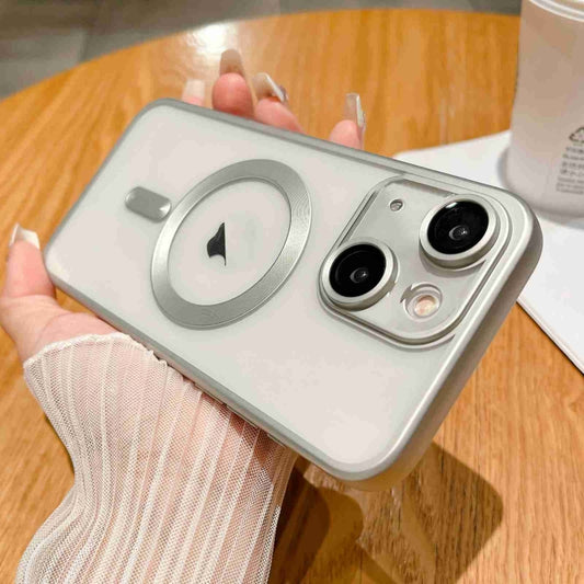For iPhone 15 Plus MagSafe Magnetic Frosted TPU Phone Case(Silver) - iPhone 15 Plus Cases by buy2fix | Online Shopping UK | buy2fix