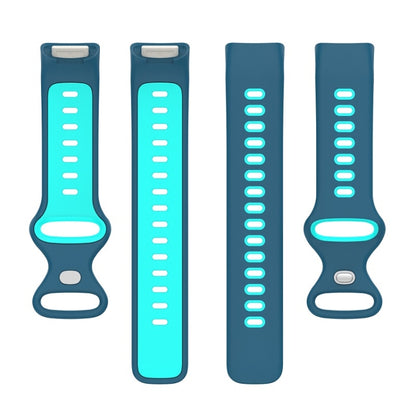 For Fitbit Charge 6 Two Color Silicone Watch Band(Blue Teal) - Watch Bands by buy2fix | Online Shopping UK | buy2fix