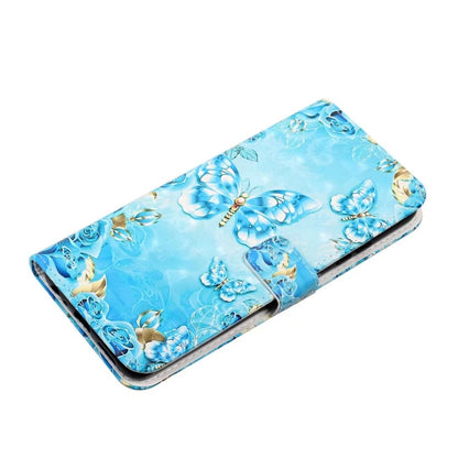 For iPhone 16 Pro Max Oil Embossed 3D Drawing Leather Phone Case(Blue Butterflies) - iPhone 16 Pro Max Cases by buy2fix | Online Shopping UK | buy2fix