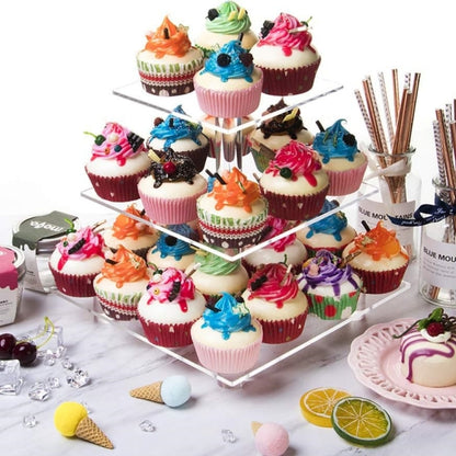 YX063 3 Tier Acrylic Square Cupcake Stand - Storage Boxes by buy2fix | Online Shopping UK | buy2fix