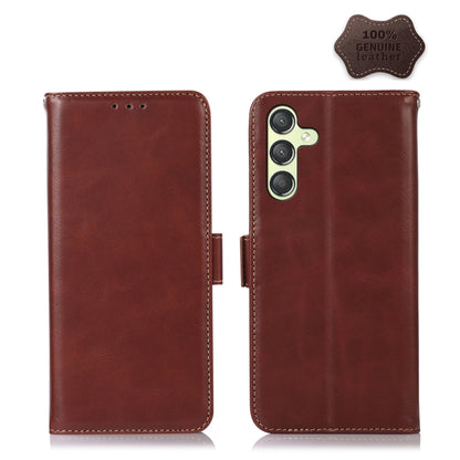 For Xiaomi 14 Magnetic Crazy Horse Texture Genuine Leather RFID Phone Case(Brown) - 14 Cases by buy2fix | Online Shopping UK | buy2fix