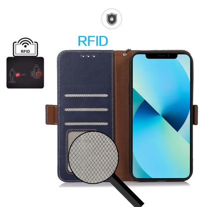 For Xiaomi 14 Ultra Magnetic Crazy Horse Texture Genuine Leather RFID Phone Case(Blue) - 14 Ultra Cases by buy2fix | Online Shopping UK | buy2fix