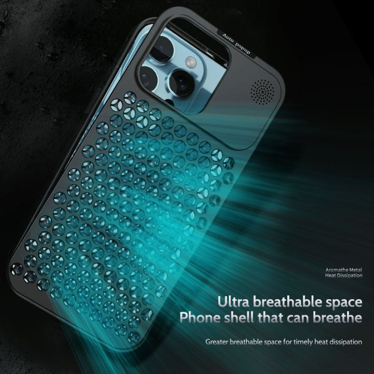 For iPhone 13 R-JUST RJ58 Aromatherapy Metal Cooling Phone Case(Silver) - iPhone 13 Cases by R-JUST | Online Shopping UK | buy2fix