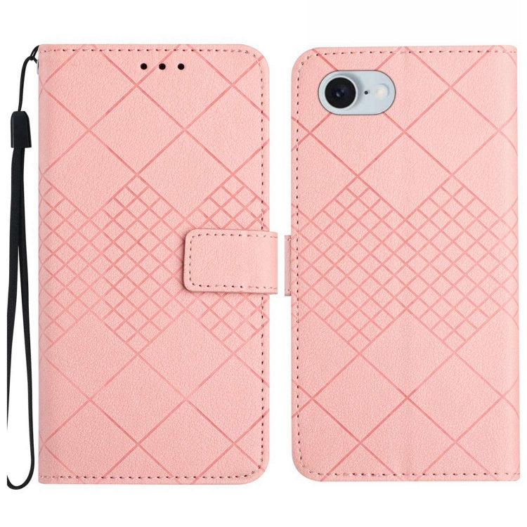 For iPhone SE 2024 Rhombic Grid Texture Leather Phone Case(Pink) - More iPhone Cases by buy2fix | Online Shopping UK | buy2fix