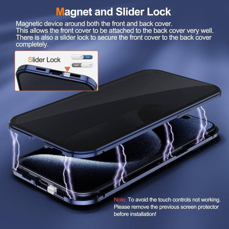 For iPhone 16 Plus Anti-peeping Magnetic Double-sided Tempered Glass Phone Case(Grey) - iPhone 16 Plus Cases by buy2fix | Online Shopping UK | buy2fix