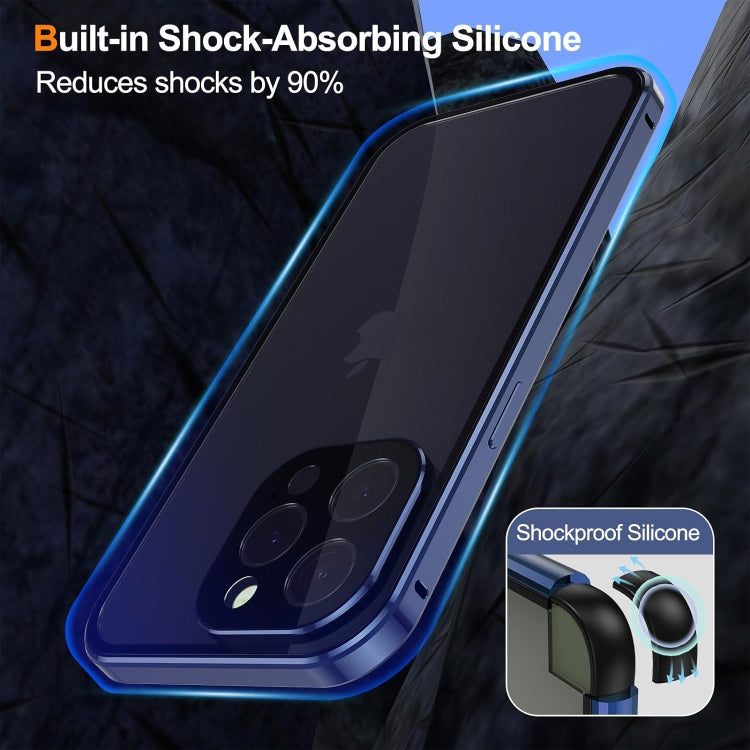 For iPhone 16 Plus Anti-peeping Magnetic Double-sided Tempered Glass Phone Case(Grey) - iPhone 16 Plus Cases by buy2fix | Online Shopping UK | buy2fix