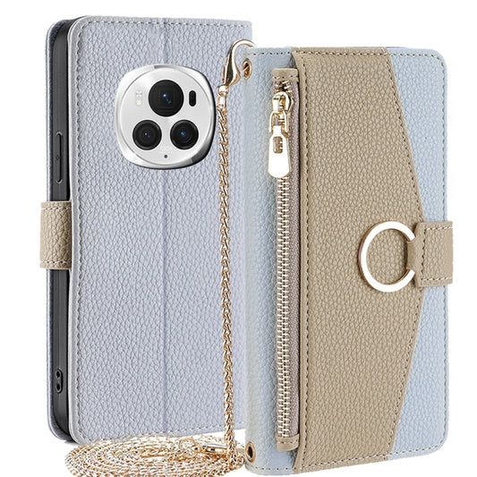 For Honor Magic6 Pro 5G Crossbody Litchi Texture Leather Phone Case(Blue) - Honor Cases by buy2fix | Online Shopping UK | buy2fix