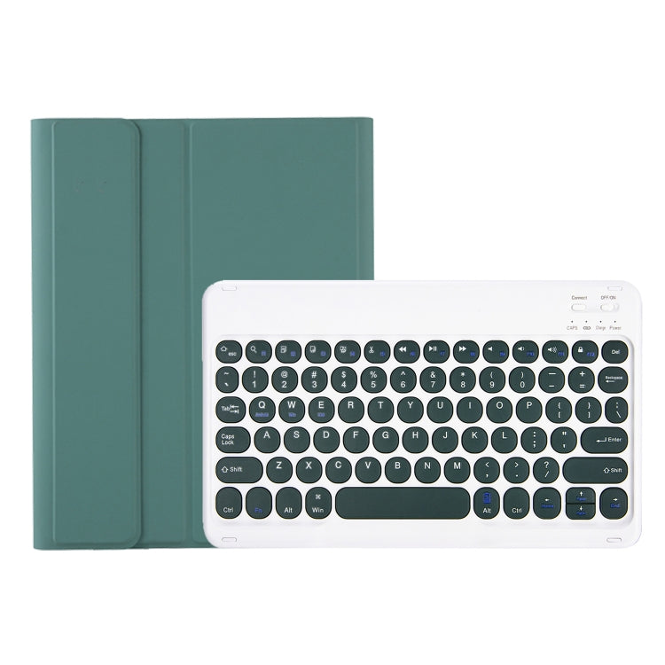 For Samsung Galaxy Tab A9+ X210/X215/X215 YA09B Candy Color TPU Round Keycap Bluetooth Keyboard Leather Case with Pen Slot(Dark Green) - Samsung Keyboard by buy2fix | Online Shopping UK | buy2fix