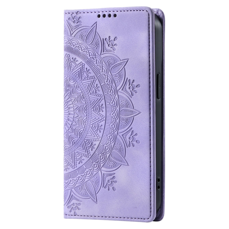 For iPhone 16 Pro Max Totem Embossed Magnetic Leather Phone Case(Purple) - iPhone 16 Pro Max Cases by buy2fix | Online Shopping UK | buy2fix