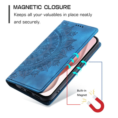 For iPhone 16 Totem Embossed Magnetic Leather Phone Case(Blue) - iPhone 16 Cases by buy2fix | Online Shopping UK | buy2fix