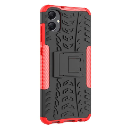 For Samsung Galaxy A05 4G Tire Texture TPU + PC Phone Case with Holder(Red) - Galaxy Phone Cases by buy2fix | Online Shopping UK | buy2fix