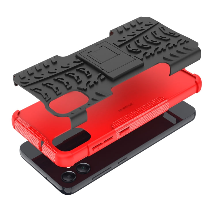 For Samsung Galaxy A05 4G Tire Texture TPU + PC Phone Case with Holder(Red) - Galaxy Phone Cases by buy2fix | Online Shopping UK | buy2fix