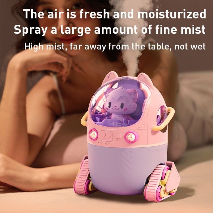 MJ066 220ML Portable Desktop Cute Cartoon Tank Car Air Humidifier with LED Lights, Model:Rechargeable(Pink) - Air Purifiers & Accessories by buy2fix | Online Shopping UK | buy2fix