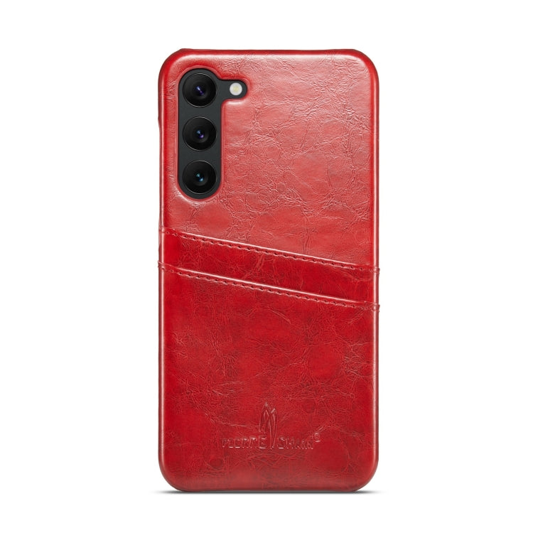 For Samsung Galaxy S24+ 5G Fierre Shann Oil Wax Texture Leather Phone Case with Card Slots(Red) - Galaxy S24+ 5G Cases by FIERRE SHANN | Online Shopping UK | buy2fix