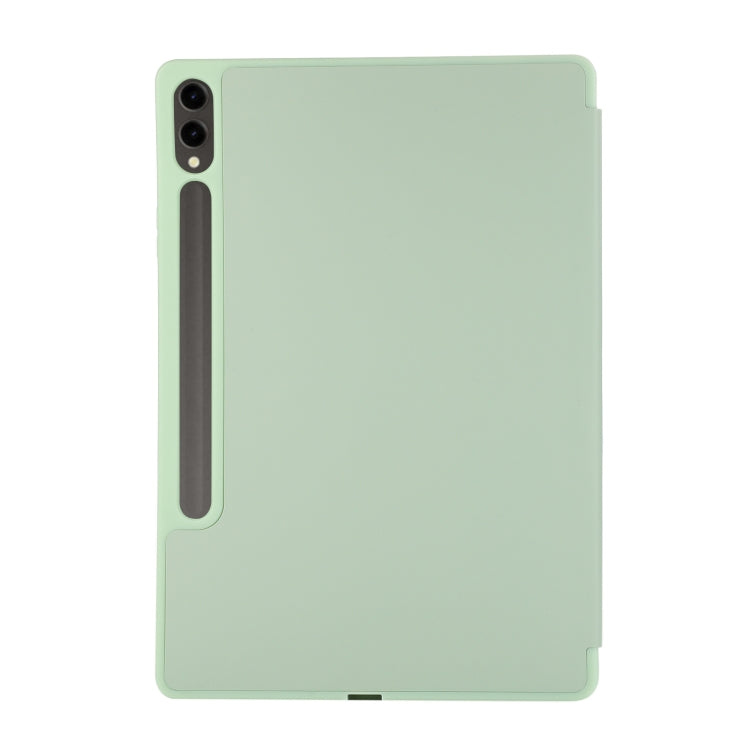 For Samsung Galaxy Tab S9 FE+ 3-Fold Pure Color TPU Leather Tablet Case with Pen Slot(Green) - Galaxy Tab S9 FE+ by buy2fix | Online Shopping UK | buy2fix