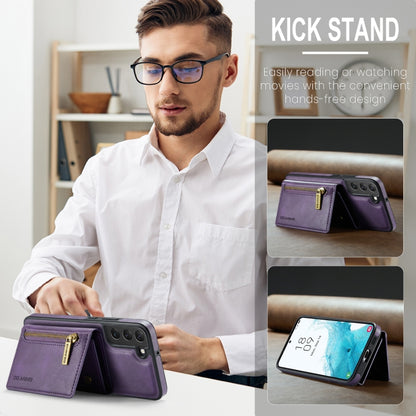 For Samsung Galaxy S22 DG.MING M5 Series Zip RFID Multi Card Detachable Leather Phone Case(Purple) - Galaxy S22 5G Cases by DG.MING | Online Shopping UK | buy2fix