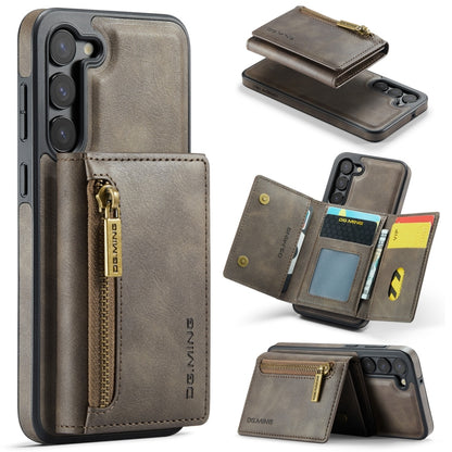 For Samsung Galaxy S23+ DG.MING M5 Series Zip RFID Multi Card Detachable Leather Phone Case(Coffee) - Galaxy S23+ 5G Cases by DG.MING | Online Shopping UK | buy2fix