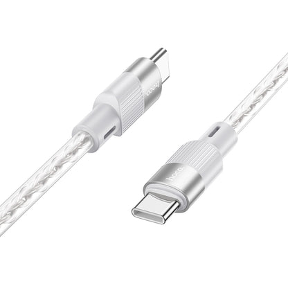 hoco X99 Crystal Junction 60W USB-C / Type-C to USB-C / Type-C Silicone Charging Data Cable, Length:1m(Grey) - USB-C & Type-C Cable by hoco | Online Shopping UK | buy2fix