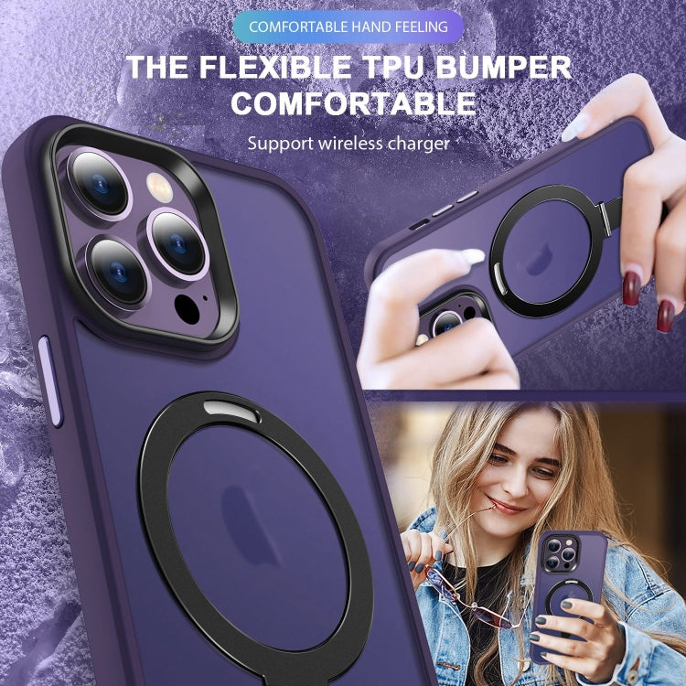 For iPhone 16 Pro Max Skin-feel MagSafe Holder PC Hybrid TPU Phone Case(Dark Purple) - iPhone 16 Pro Max Cases by buy2fix | Online Shopping UK | buy2fix