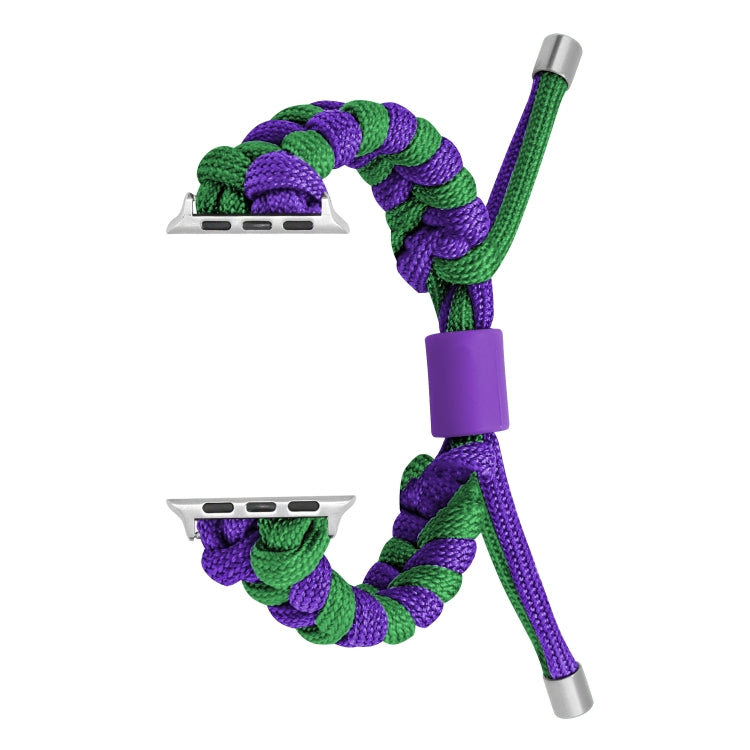 For Apple Watch Ultra 2 49mm Paracord Fishtail Braided Silicone Bead Watch Band(Dark Purple Green) - Watch Bands by buy2fix | Online Shopping UK | buy2fix