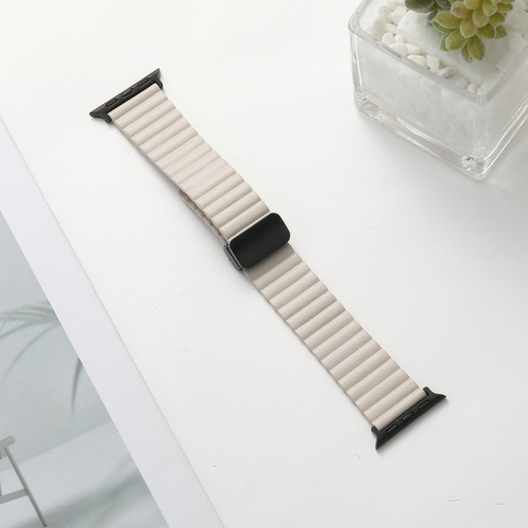 For Apple Watch SE 2022 40mm Water Ripple Magnetic Folding Buckle Watch Band, Style: Bold Version(Starlight Color) - Watch Bands by buy2fix | Online Shopping UK | buy2fix