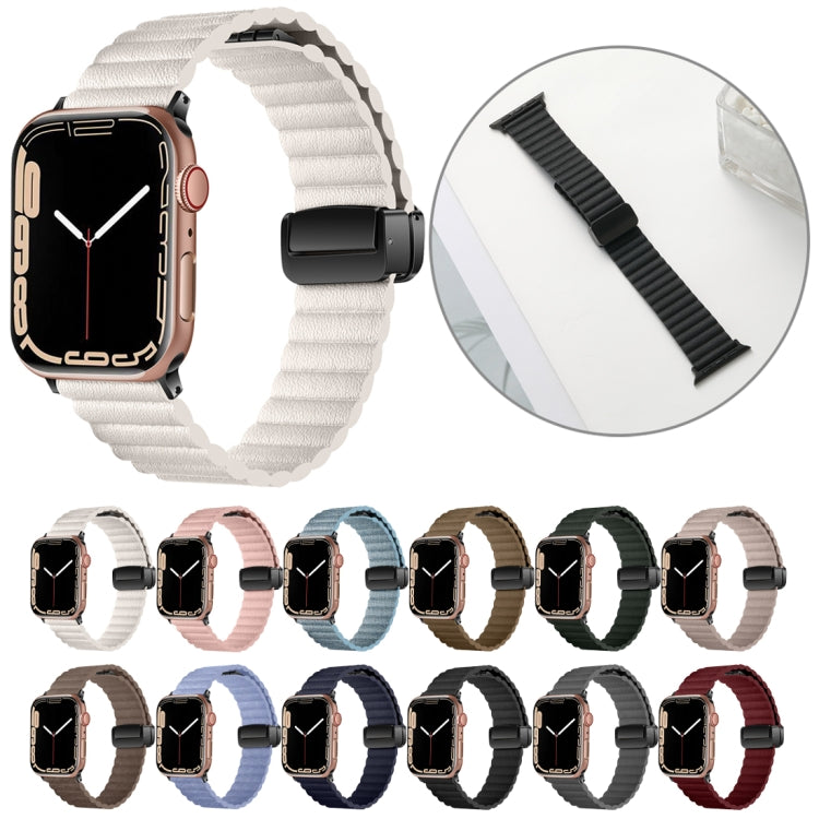 For Apple Watch Series 9 45mm Water Ripple Magnetic Folding Buckle Watch Band, Style: Bold Version(Indigo Blue) - Watch Bands by buy2fix | Online Shopping UK | buy2fix