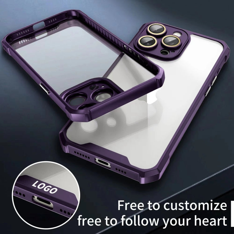 For iPhone 16 Pro Max Shockproof Acrylic Phone Case with Lens Glass Film(Purple) - iPhone 16 Pro Max Cases by buy2fix | Online Shopping UK | buy2fix